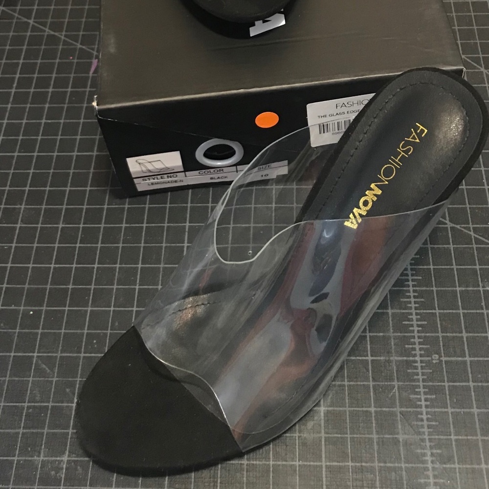 Clear glass wedge sandal